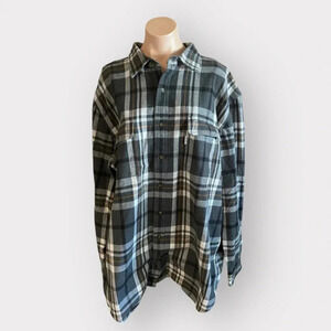 Carhartt Men’s 2XL Gray Heavy Plaid Fleece Button Up Long Sleeve Shirt